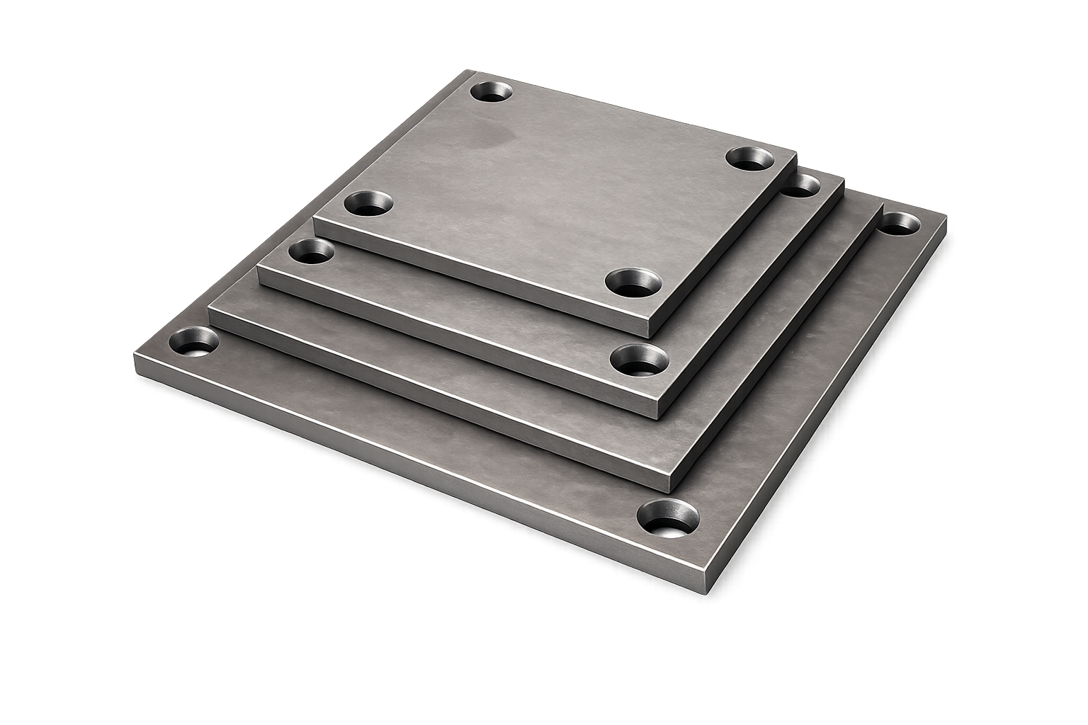 Square steel plate 275 x 275 x 40mm with Ø12mm drill holes